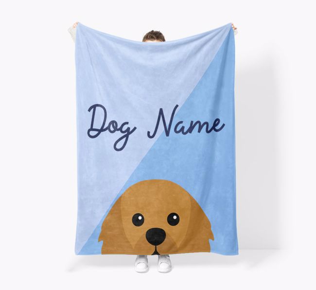 Peeking Name: Personalized {breedFullName} Premium Sherpa Fleece Blanket